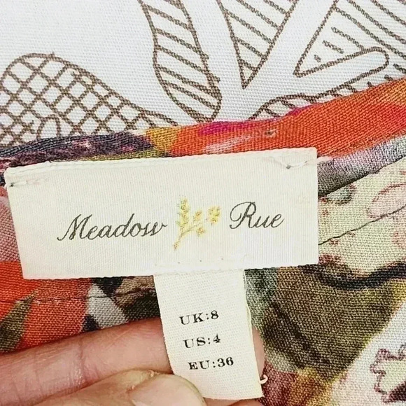 Anthropologie Meadow Rue Long Sleeve Floral Flare Mini Dress Unlined Size 4 - Picture 7 of 9